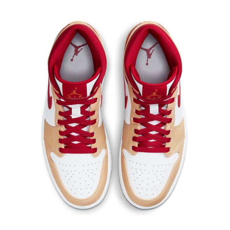 Pandabuy Air Jordan 1 Mid 'Light Curry Cardinal Red'