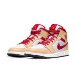 Pandabuy Air Jordan 1 Mid 'Light Curry Cardinal Red'