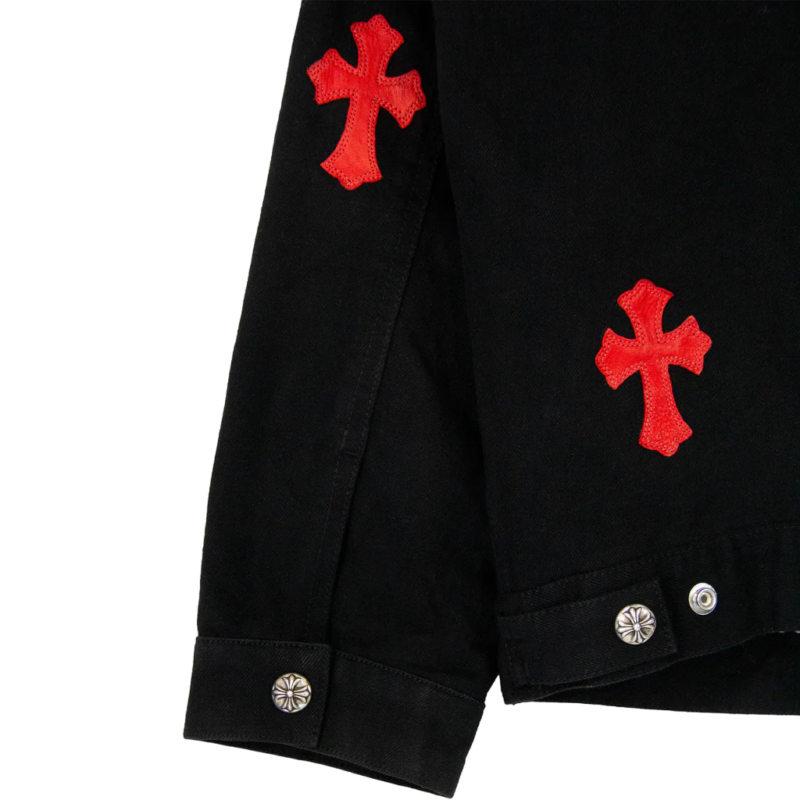 Leather Patch Shearling Denim Trucker , Chrome Hearts