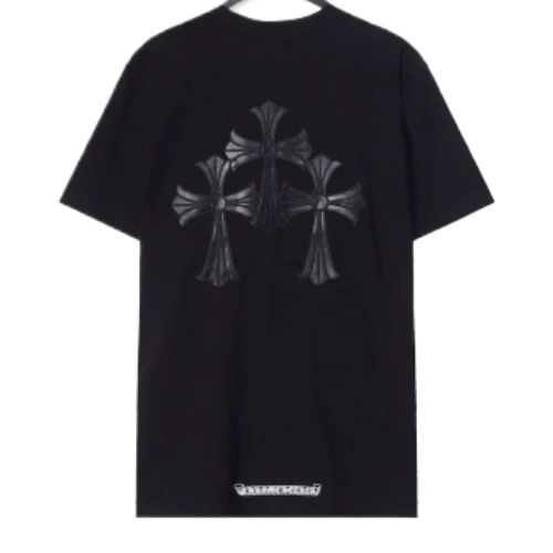 Chrome-Hearts-Sanskrit-Letters-Leather-Cross-Black-T-Shirt-1.webp