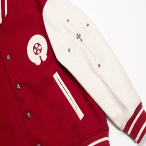 Red Wool Varsity Jacket , Chrome Hearts