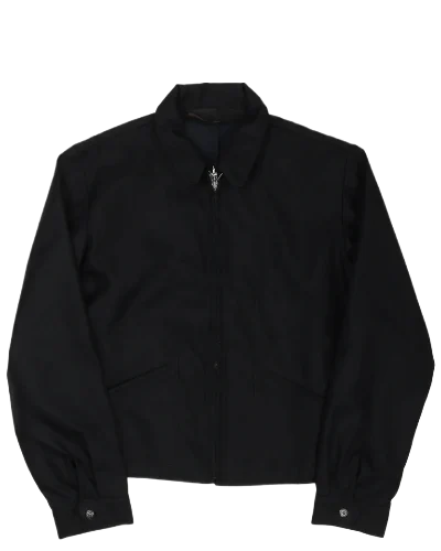 Leather Cross Patch Zip Up Nylon Jacket , Chrome Hearts