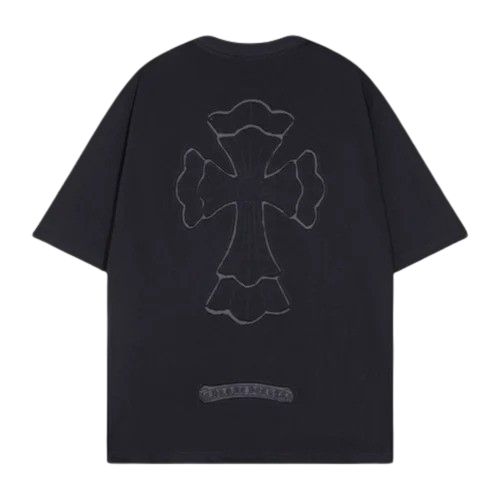 Bold Chrome Hearts Chest Embroidery Logo Black Tee