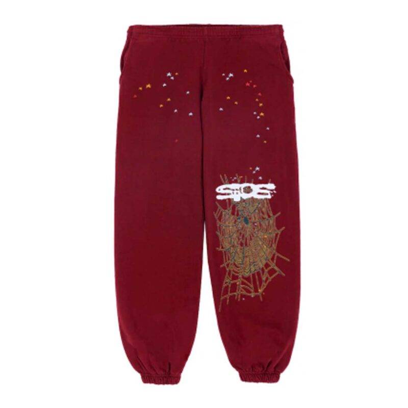 Sp5der Logo Sweatpants 'Maroon'