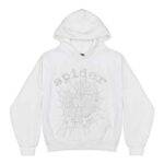 Sp5der Rhinestone Logo Hoodie 'White'