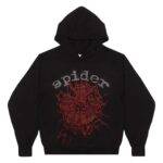 Sp5der Rhinestone Logo Hoodie Black