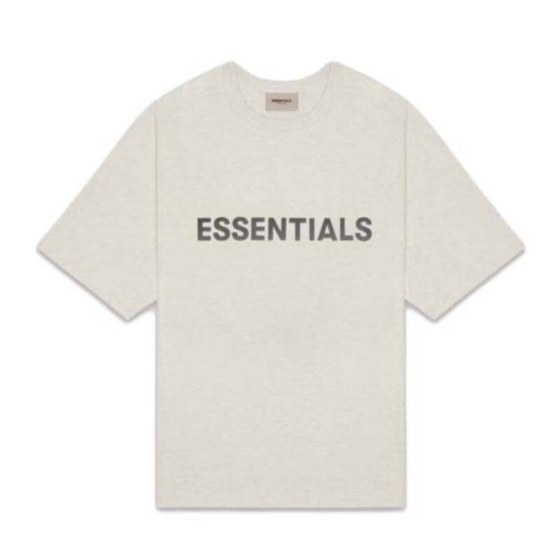 Fear of God Essentials Boxy T-Shirt Applique Logo Heather Oatmeal